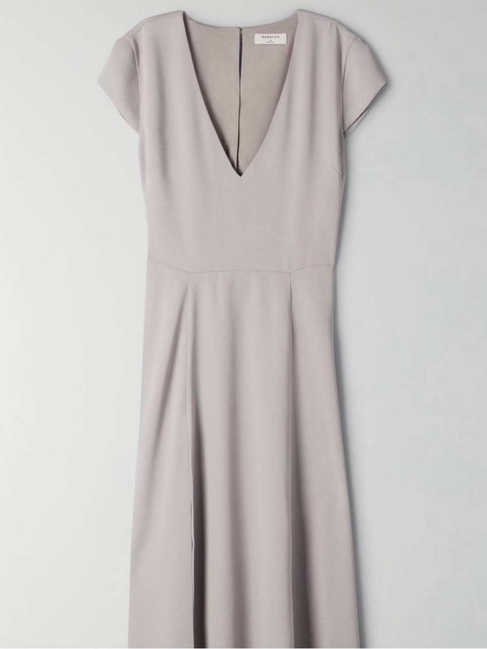 Babaton White V-Neck Midi Dress with Front Slit